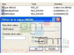 Modification de la deuxième clé DWORD
