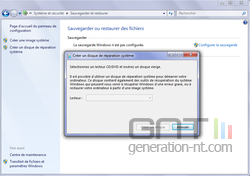 Disque restauration syst&egrave;me Windows 7 4