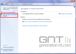 Disque restauration syst&egrave;me Windows 7 3