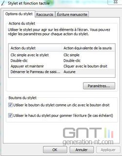 stylet fonction tactile Windows 7