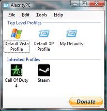 AlacrityPC screen