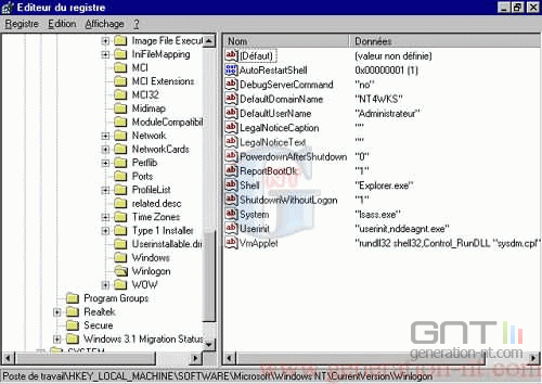 Article n° 128 - Activer le logon automatique sous Windows NT4 - 1