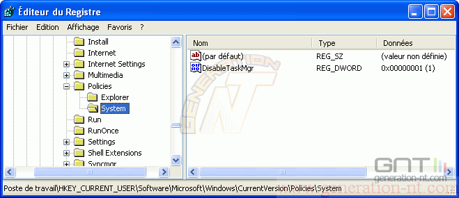 Article n° 190 - D&eacute;sactiver l' acc&egrave;s au gestionnaire des t&acirc;ches de Windows - Gestionnaire des tâches de windows 2