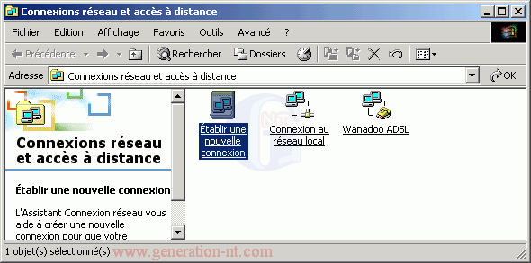 Article n° 31 - Partage connexion ADSL avec ICS intégré à Windows - 02 - connexion réseau accès dist