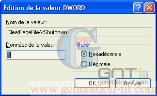 Article n° 42 - Vider le contenu du fichier d'&eacute;change en quittant Windows (Win NT / 2000 / XP) - 2