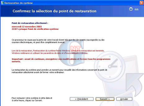Article n° 47 - La restauration système de Windows XP - 4