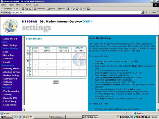 Article n° 57 - Créer un serveur FTP : routeur Netgear DG814 - 11- netgear