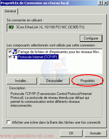 Article n° 6 - Installation manuelle de l'ADSL - protocole PPTP - 04 propriétés réseau connexion rés