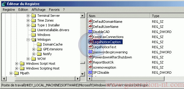 Article n° 61 - Afficher un message &agrave; chaque logon d'une station Windows NT/2000/XP - 1