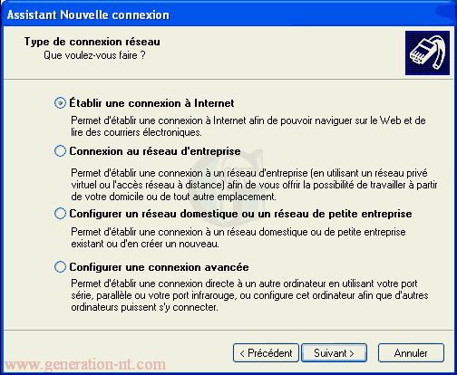 Article n° 7 - Installation de l'ADSL - modem ethernet - 09 assistant nouvelle connexion