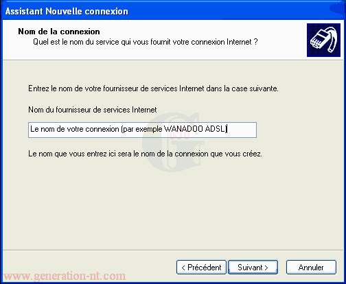 Article n° 7 - Installation de l'ADSL - modem ethernet - 12 assistant nouvelle connexion