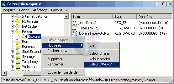 Article n° 89 - D&eacute;sactiver le clic droit sur le Bureau (NT4 / 2000 / XP) - 1