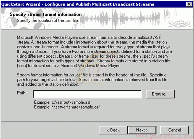 Article n° 90 - Configuration Services Windows Media - W2K Server - Multicast Stations - Stream Information