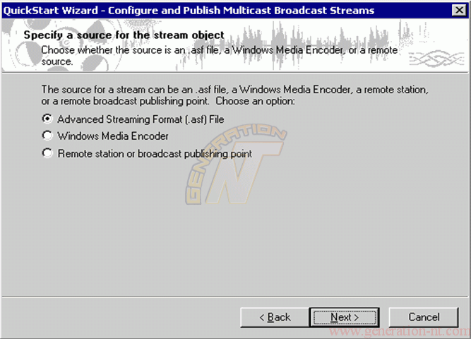 Article n° 90 - Configuration Services Windows Media - W2K Server - Multicast Stations - Stream Source