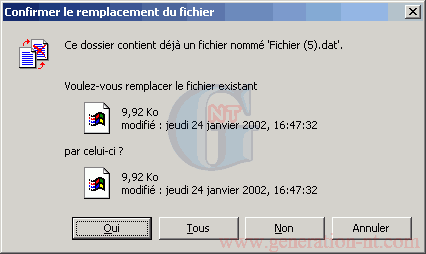 Article n° 94 - Utiliser l'option "Non pour tous" lorsque vous Copiez/D&eacute;placez des fichiers (NT/2000/XP) - 1