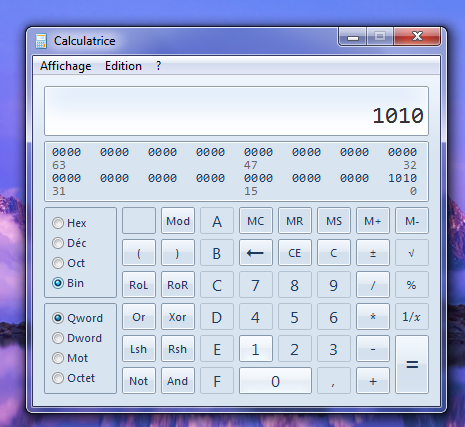 Calculatrice conversion bases 2