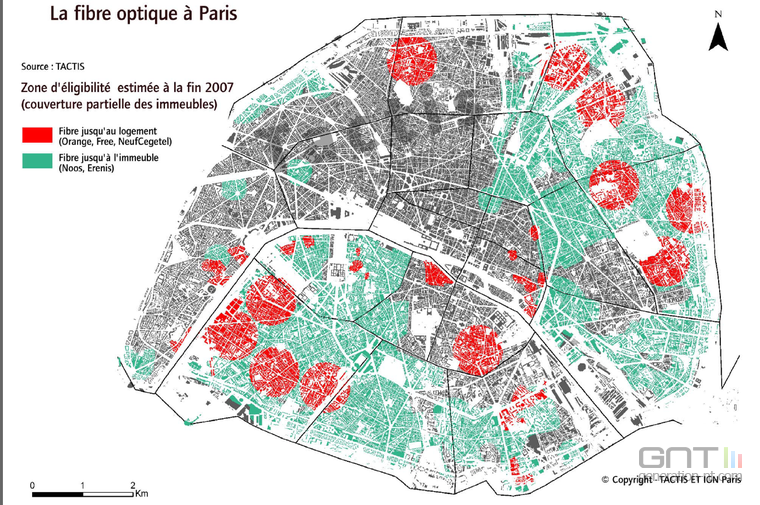 carte déploiement fibre optique paris