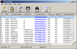 Cookies Editor screen