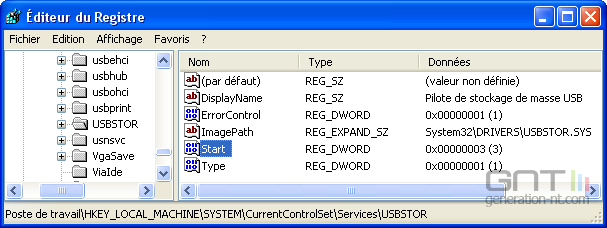 desactiver detection clé usb
