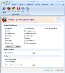 FavBackup screen 1