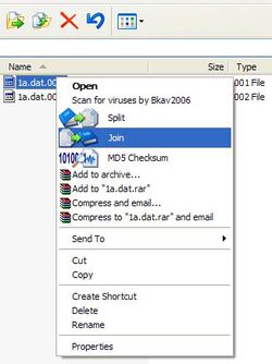 File Splitter and Joiner screen
