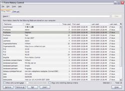 Form History Control screen