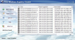 Free Windows Registry Cleaner screen