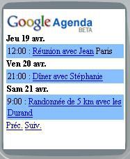 Google Agenda mobile