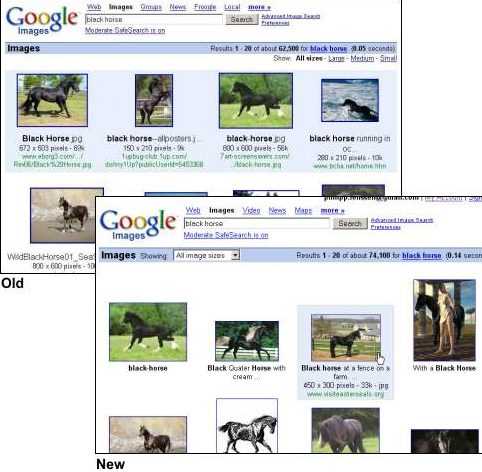 Google Images : ancienne interface vs nouvelle