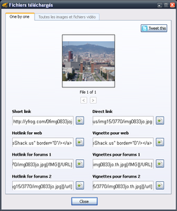 ImageShack uploader screen 2