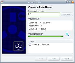 Media Checker screen 1