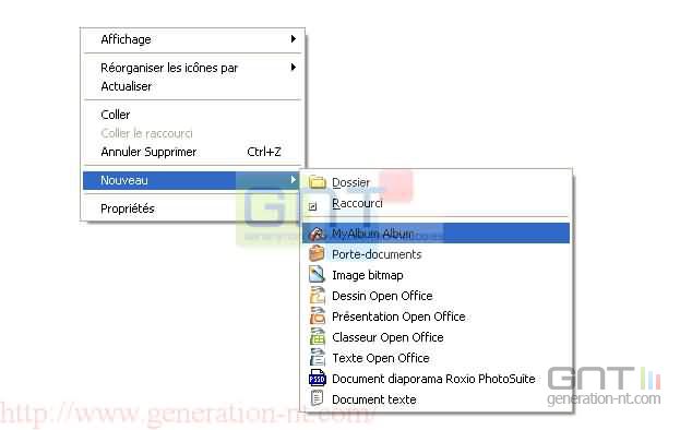 Menu nouveau sous Windows
