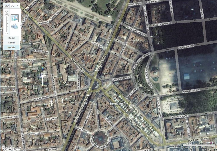 Microsoft Virtual Earth : Bordeaux (vue aérienne classique)