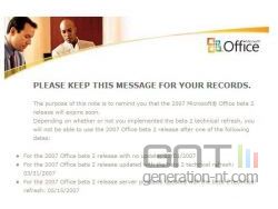 Office 2007 beta 2 : date expiration