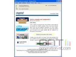 PayPal : fraude phishing en français ; courriel fraduleux