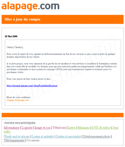 Phishing Alapage Phishing Alapage