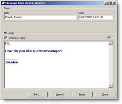 QuickMessenger screen 1