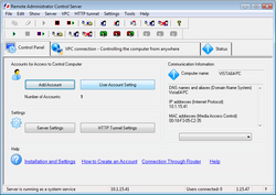 Remote Administrator Control Client screen 1