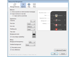 SiteLauncher screen 2