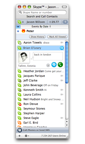 Skype 2.5 pour Mac OS X